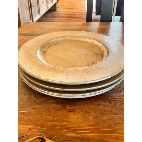 Set Of 4 Pier 1 Ceramic Charger Plates 13" in Distressed Metallic Finish Italy - Picture 4 of 5